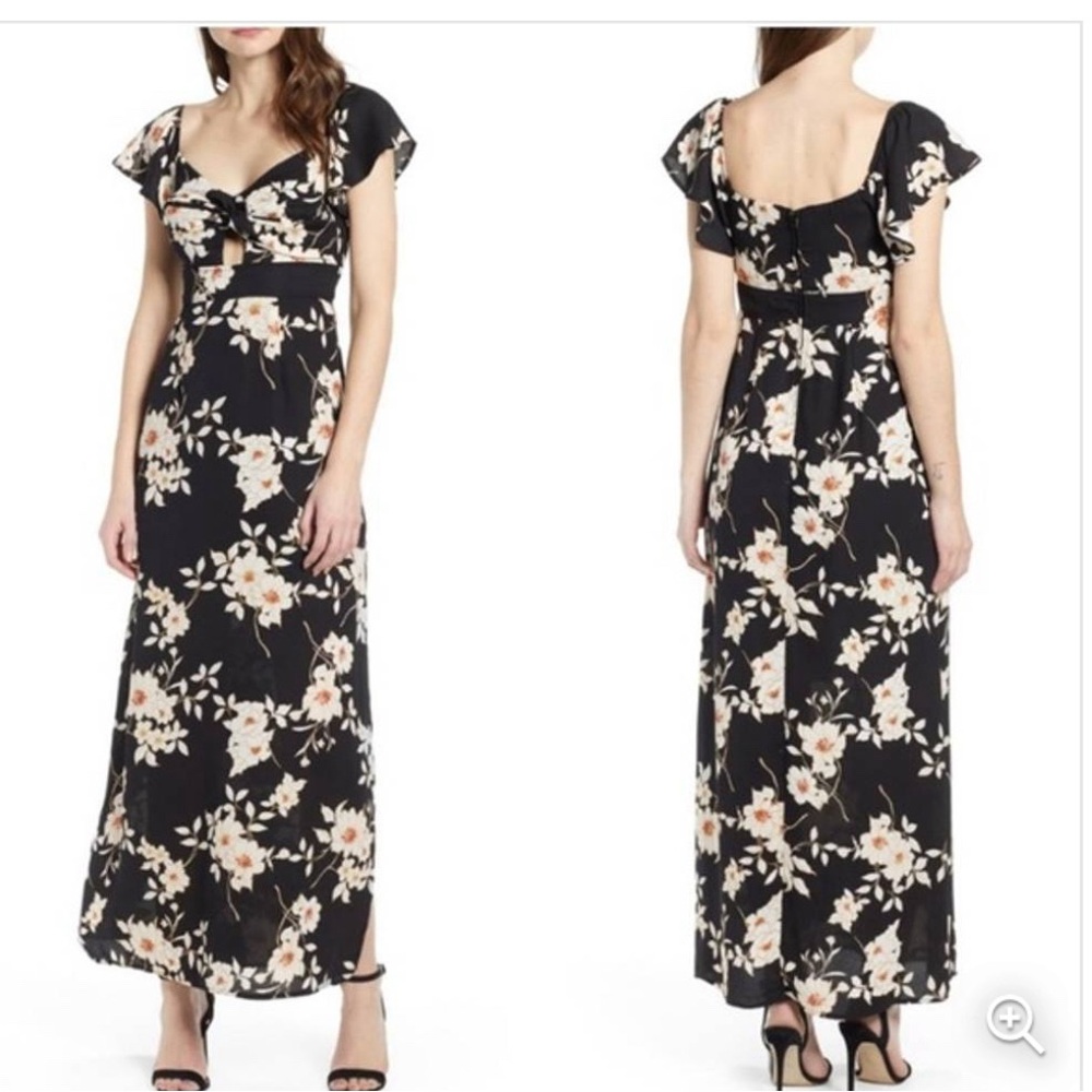 ROW A twist front floral maxi dress size L, NWT